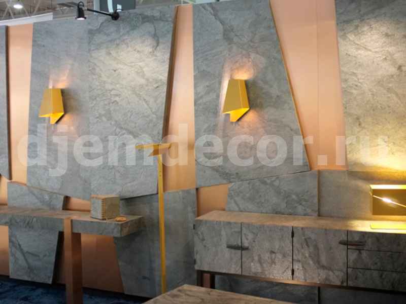 Каменный шпон Slate Lite в оформлении мебели,предметов интерьера и аксессуаров